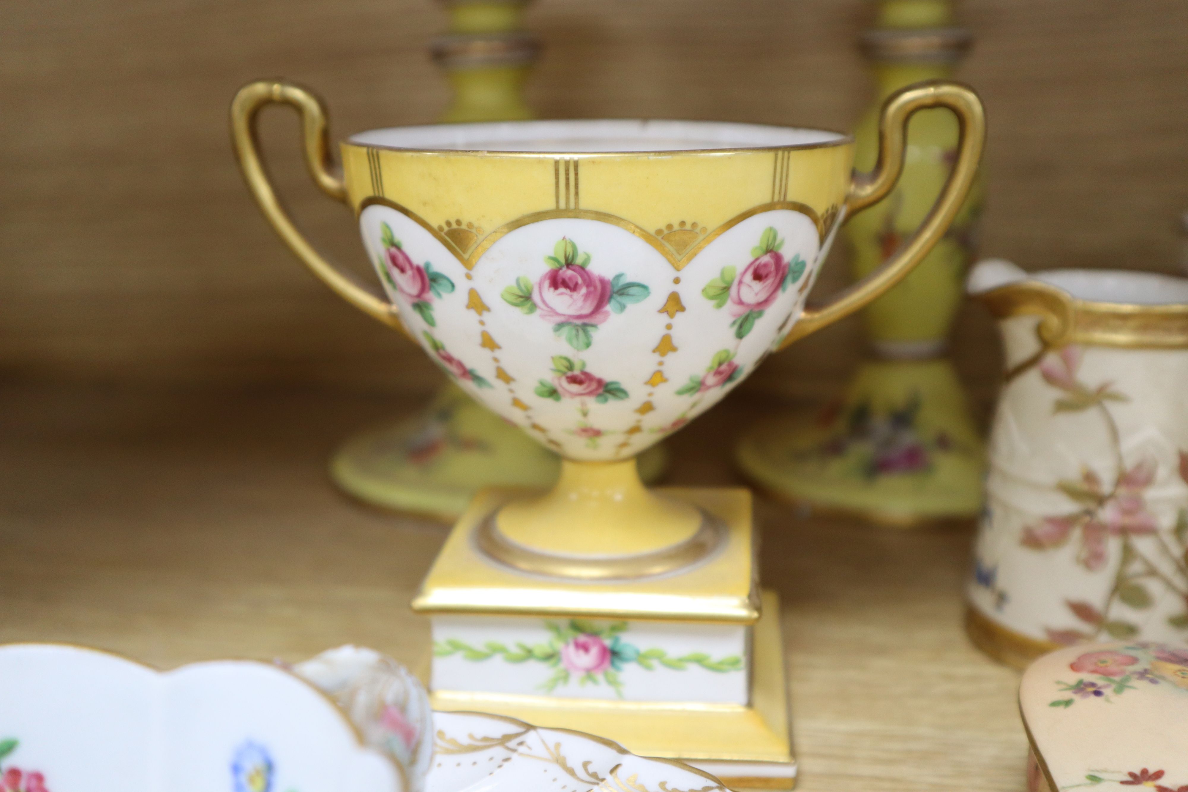 A collection of Worcester, Meissen, Dresden and other ceramics